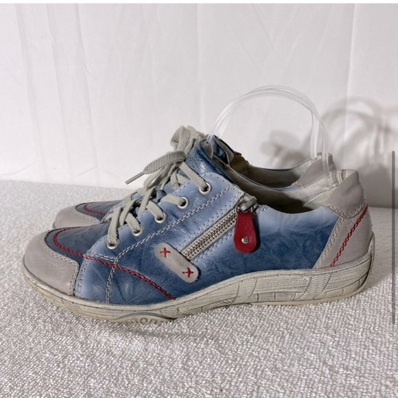 Remonte Blue Grey Leather Lace Up Sneakers 40 - Picture 4 of 12